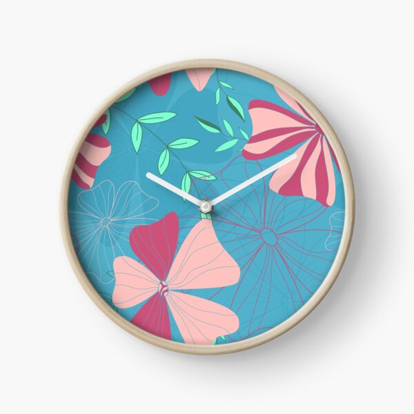 Aleiah Flower Collection Spring Seamless Surface Pattern Clock