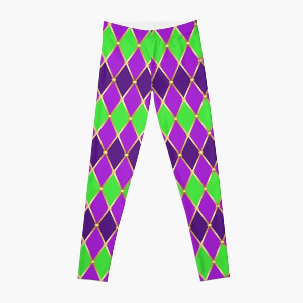 Diamond Pattern Women's Leggings for Mardi Gras Cosplay Costume Party  Halloween Purple Green Gold Jester Pants 