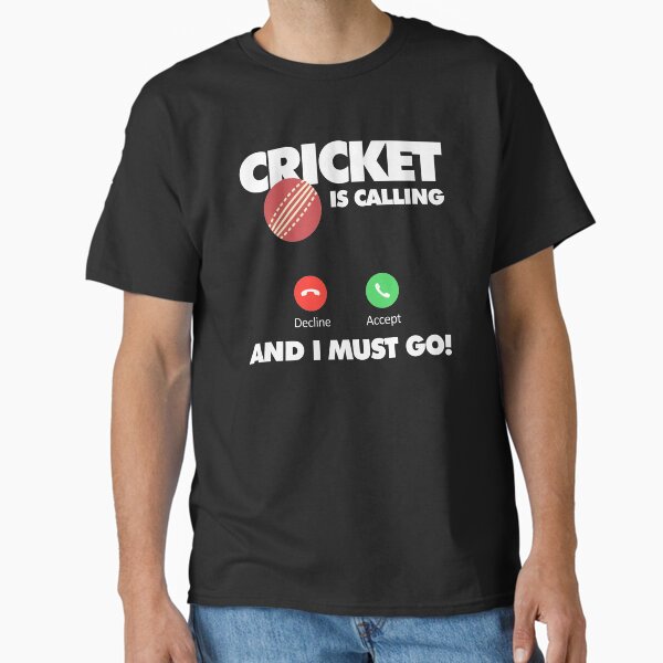 Vista previa del artículo con la obra «Cricket está llamando y debo irme, Funny Sport Player», diseñado y vendido por elhefe.