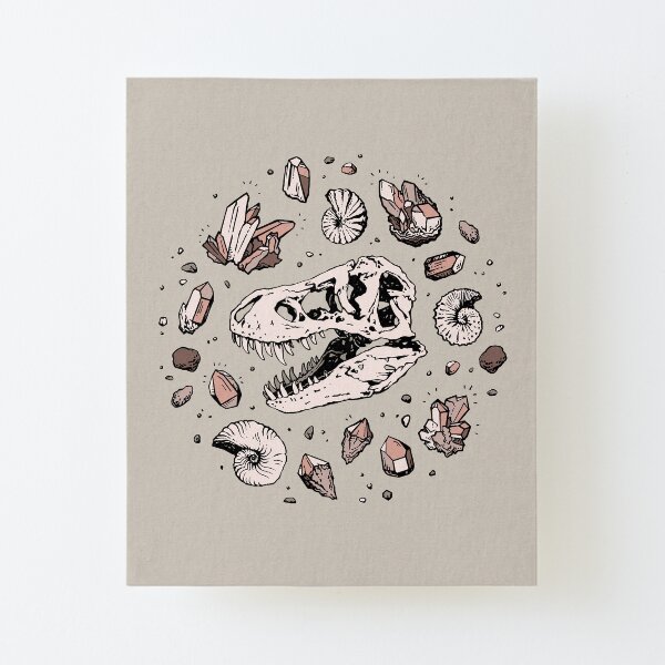 Geo-rex Vortex | Rose Quartz | Dinosaur Skull Fossil Art Canvas Mounted Print