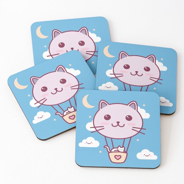 Item preview, Kawaii Cat Balloon - Blue designed and sold by RealestDesigns.