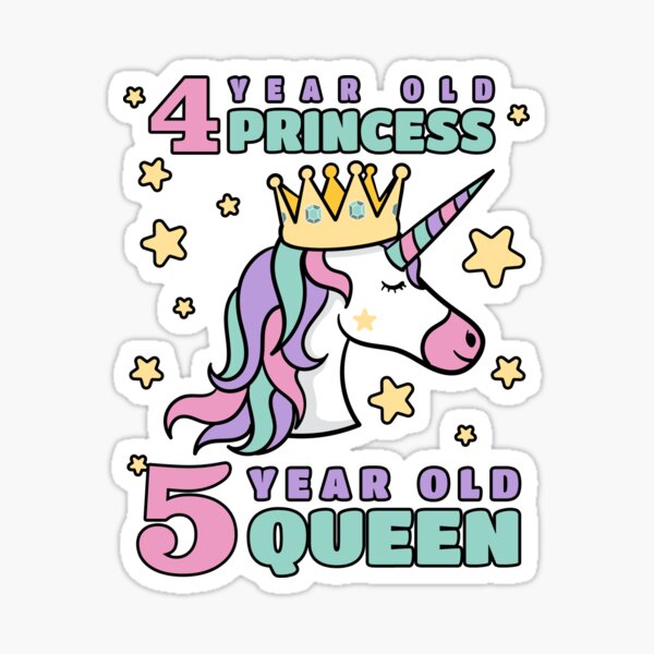 Girls 5 Year Old Birthday Fabulous Unicorn Sticker