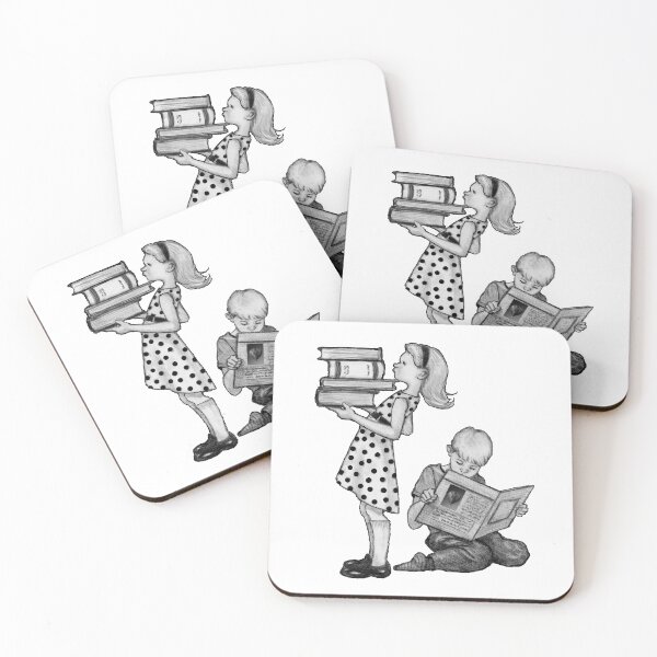 Item preview, Boy and Girl Reading, Books, KIDS, Literacy, Love Reading, Book Lovers, Pencil Art designed and sold by JoyfulWhimsy.