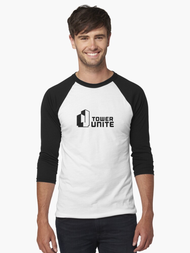 Thumbnail 1 of 3, Baseball ¾ Sleeve T-Shirt, Tower Unite Logo Black designed and sold by PixelTailGames.