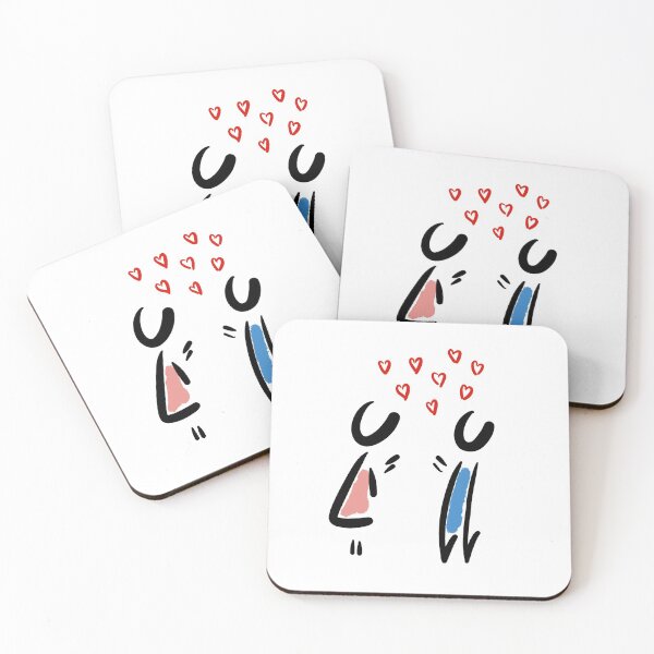 Item preview, A woman and a man happily in love. Surrounded by hearts pink dress and blue pants designed and sold by Zwuck.