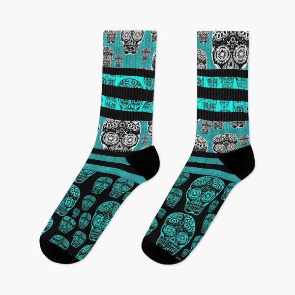 Item preview, Blue And Black Candy Skull Pattern Striped  designed and sold by jaggerstudios.