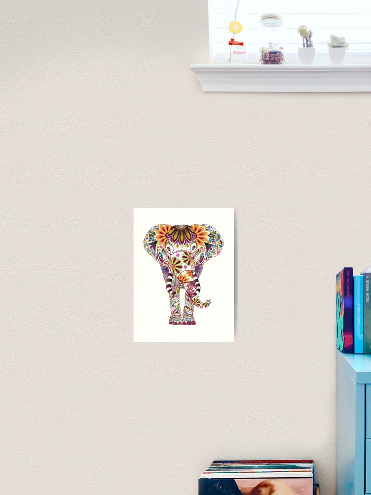 Impression Artistique Mandala Elephant Dessin Couleur Afrique Par Moscha Redbubble