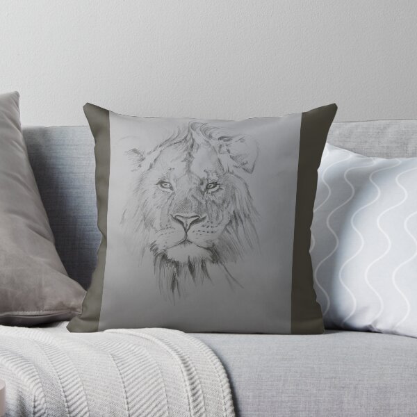 Lion-sketch Throw Pillow