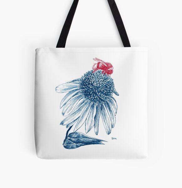Bumblebee on Echinacea All Over Print Tote Bag