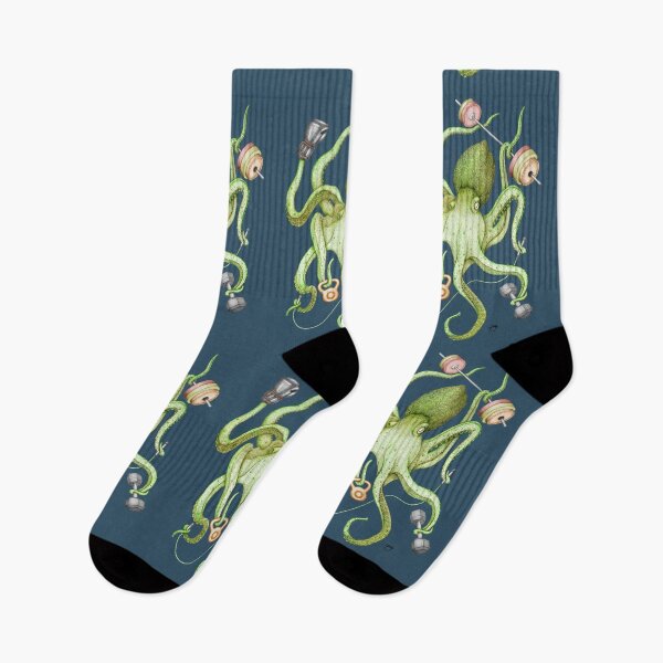 Item preview, Octomus - GREEN on blue designed and sold by ShorelineSally.