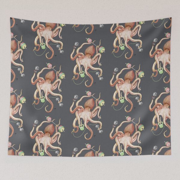 Item preview, Octomus - ORANGE on grey designed and sold by ShorelineSally.