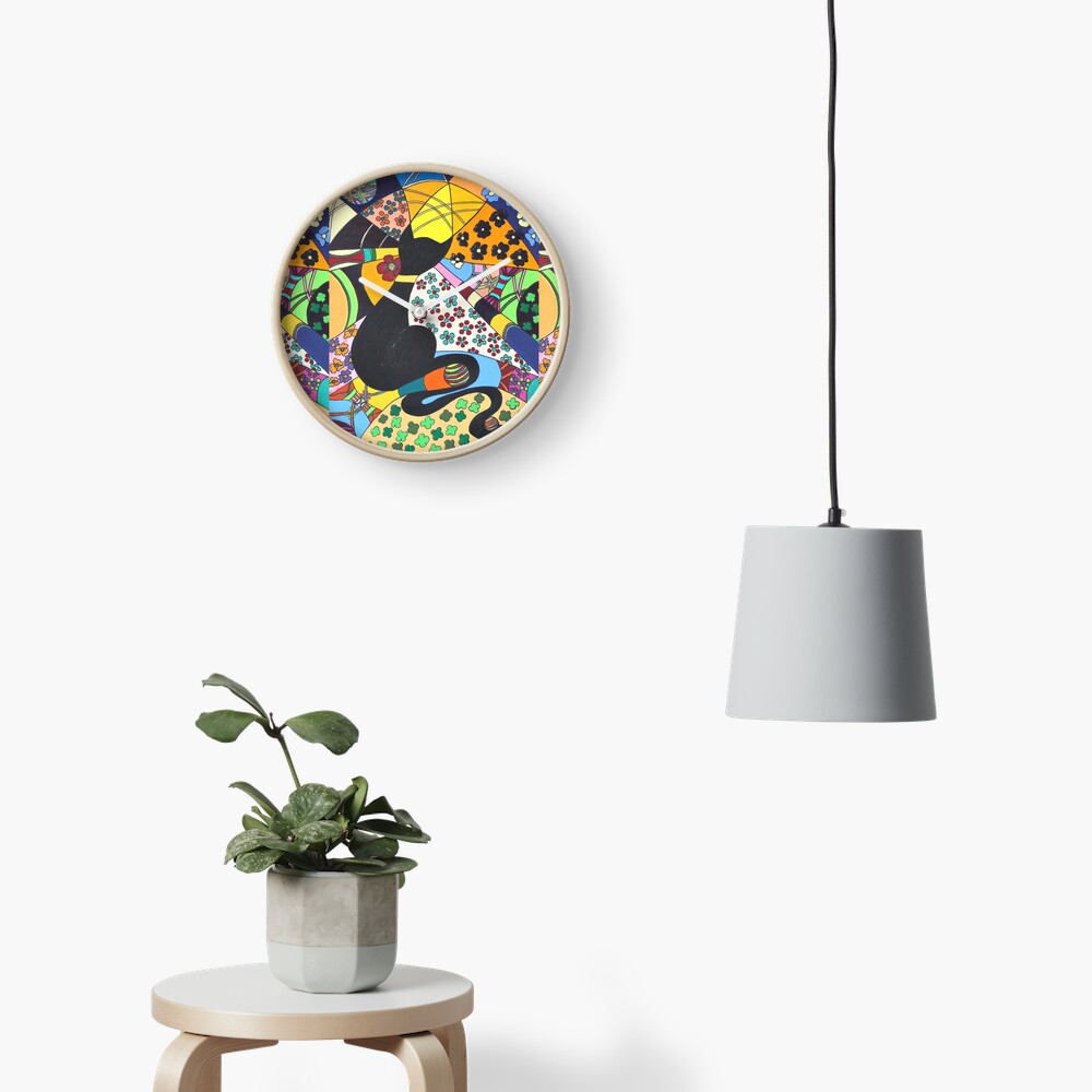 Lady-Kätz, Katze, cat, in Popart Uhr
