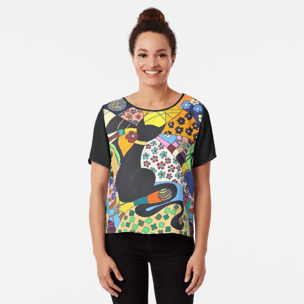 Lady-Kätz, Katze, cat, in Popart Chiffon Top