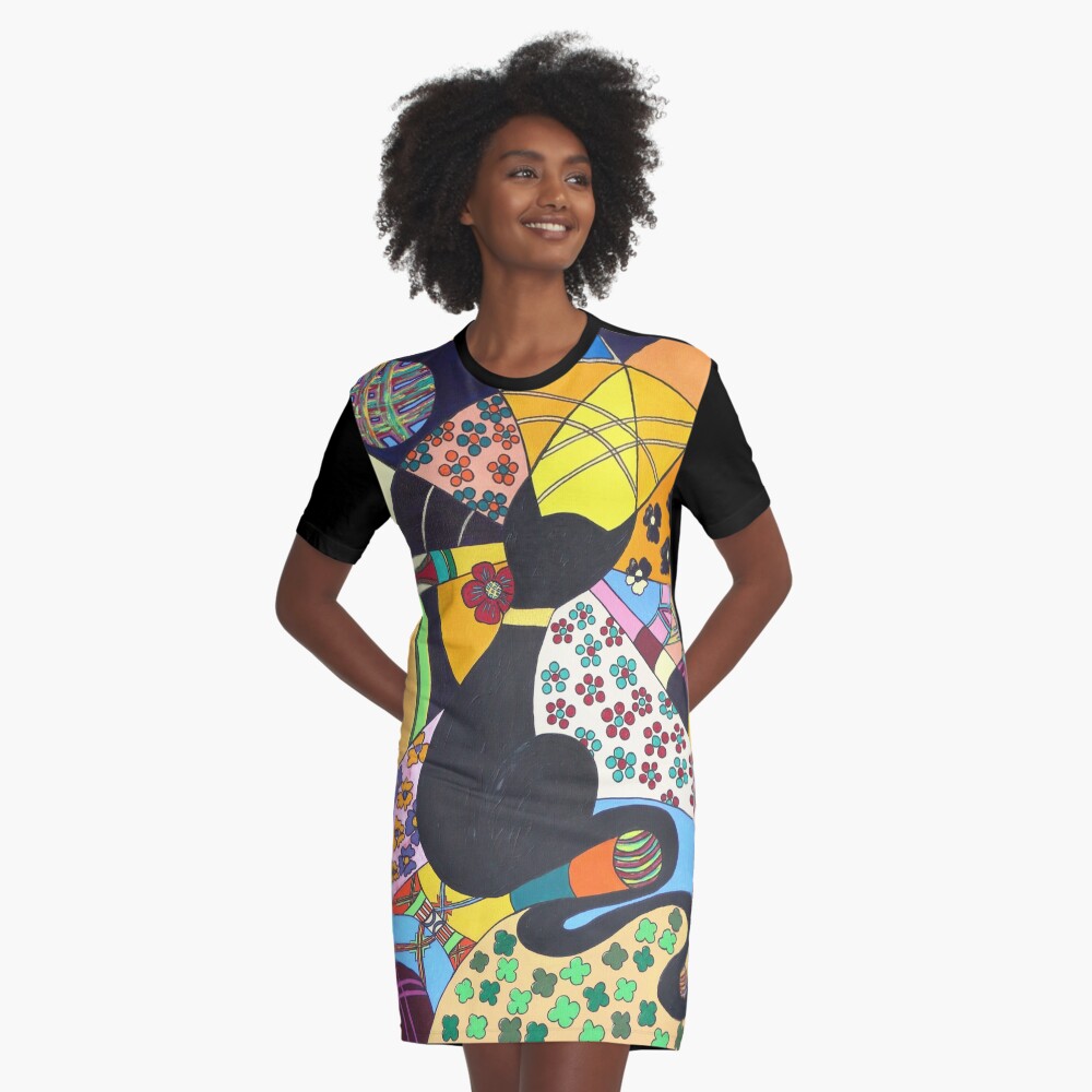 Lady-Kätz, Katze, cat, in Popart T-Shirt Kleid