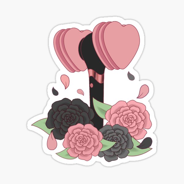 blackpink bl ping bong floral lightstick sticker by tsukicreativeco redbubble