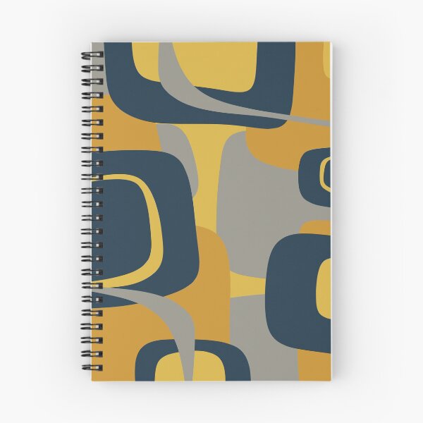 Item preview, Mid Century Modern Retro Abstract Pattern in Navy Blue, Mustard Yellow, and Gray designed and sold by kierkegaard.