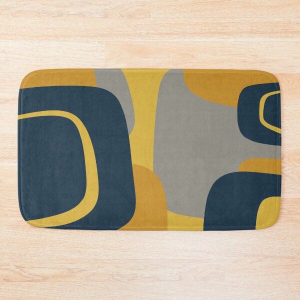 Item preview, Mid Century Modern Retro Abstract Pattern in Navy Blue, Mustard Yellow, and Gray designed and sold by kierkegaard.