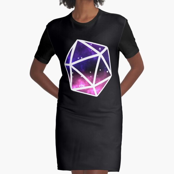 Galaxy print 20 Sided Die Graphic T-Shirt Dress
