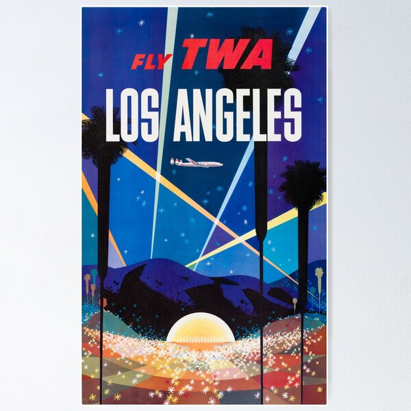 Two TWA Airline Mid-Century Travel Posters, New York and Las Vegas
