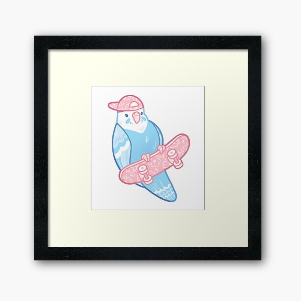 Oiseau Coo rose et bleu Impression encadrée