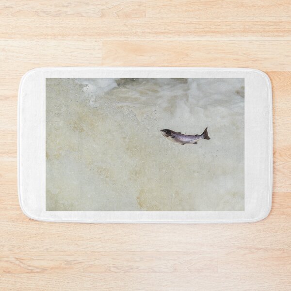 Item preview, silver salmon leaping on waterfall designed and sold by chanonry.