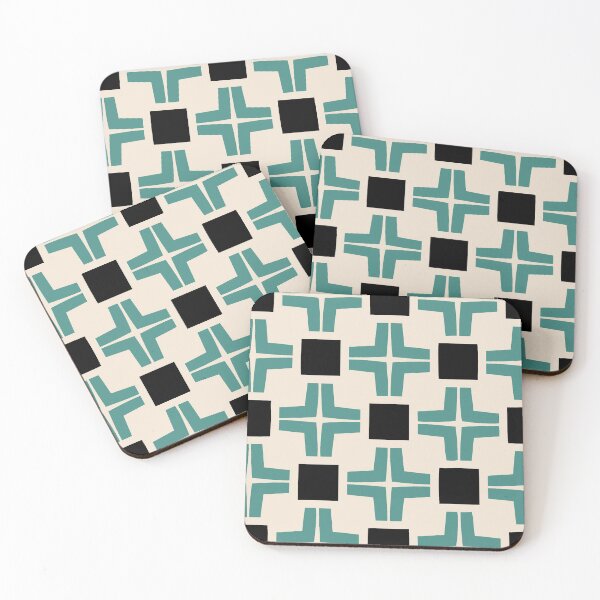 Item preview, Vintage Style 60's New Jersey Deli Green Cross and Black Square pattern designed and sold by pelagio.