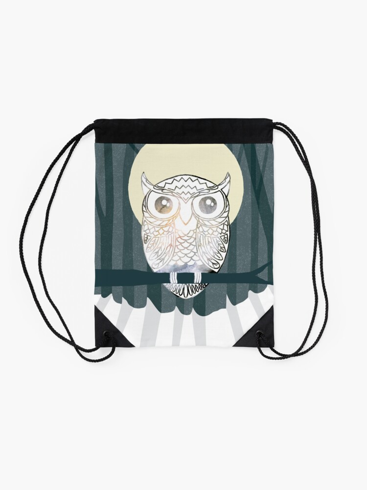 Alternate view of Owl is Calm Drawstring Bag