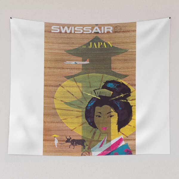 Item preview, Swissair to Japan Travel Advertisement By Donald Brun designed and sold by vintagerepros.