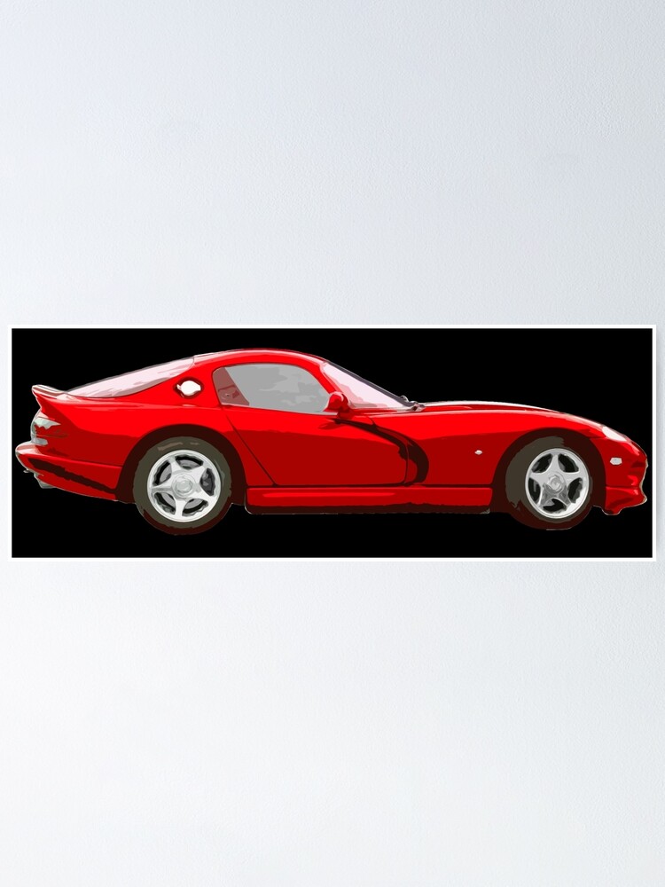 dodge viper red edited version cartoon poster by benbdprod redbubble dodge viper red edited version cartoon poster by benbdprod redbubble