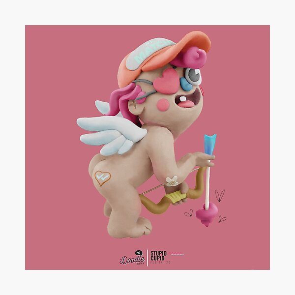 Stupid Cupid, cupido de plastilina del día de San Valentín Lámina fotográfica