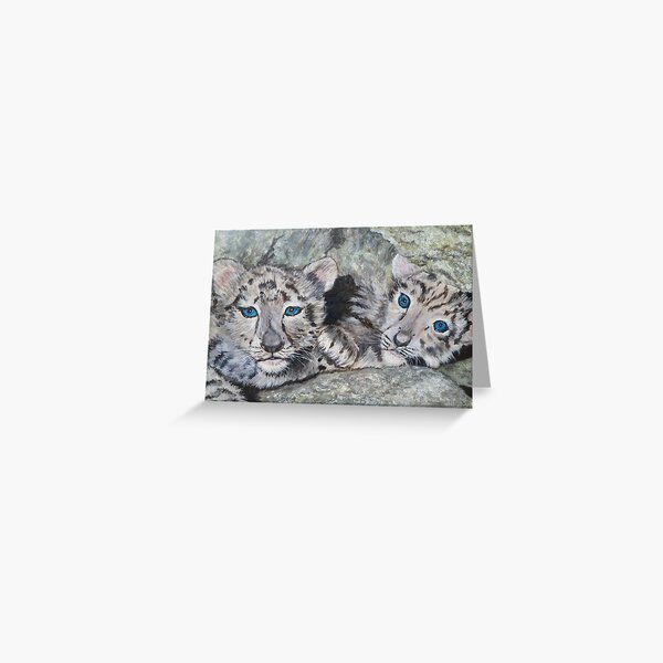 Snow Leopard Cubs Greeting Card