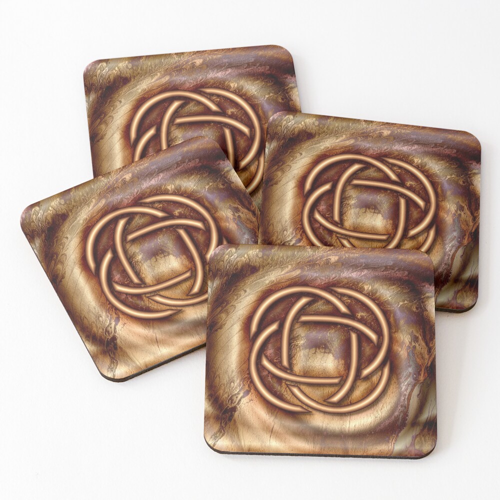 Knot Of Four: Bronze Celtic Knot Coasters (Set of 4)