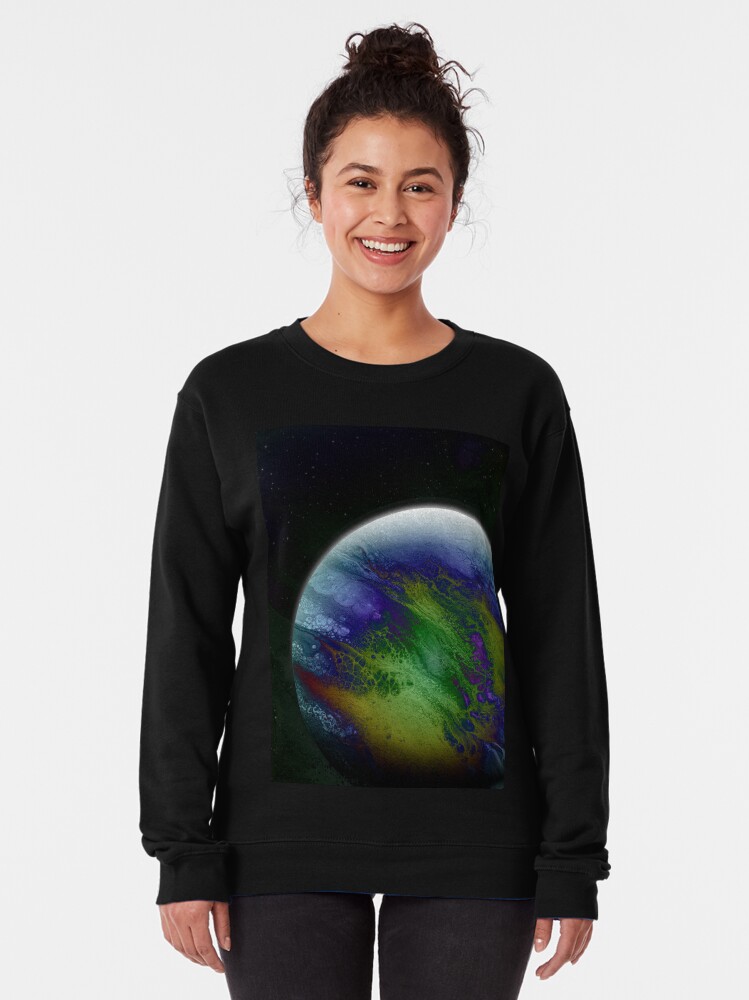 Alternate view of Planet Beta: Outer Space Planet Art Pullover Sweatshirt