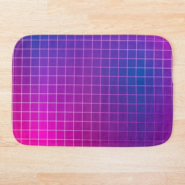 Pink Purple Blue Ombre Squares Bath Mat