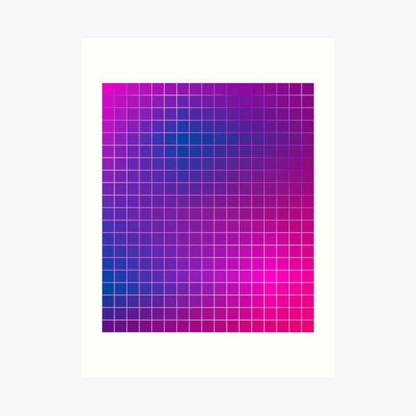 Pink Purple Blue Ombre Squares Art Print