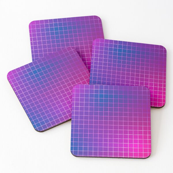 Pink Purple Blue Ombre Squares Coasters (Set of 4)