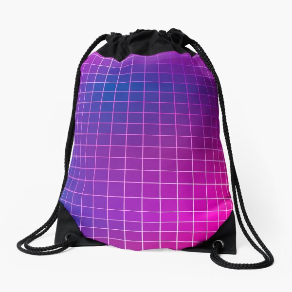 Pink Purple Blue Ombre Squares Drawstring Bag