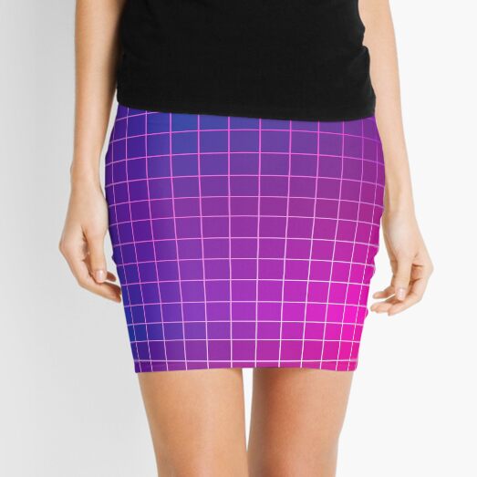Pink Purple Blue Ombre Squares Mini Skirt