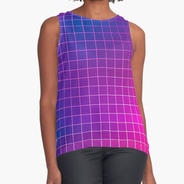Pink Purple Blue Ombre Squares Sleeveless Top
