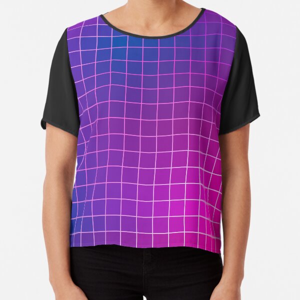 Pink Purple Blue Ombre Squares Chiffon Top
