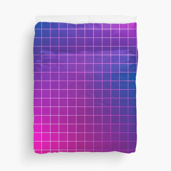 Pink Purple Blue Ombre Squares Duvet Cover