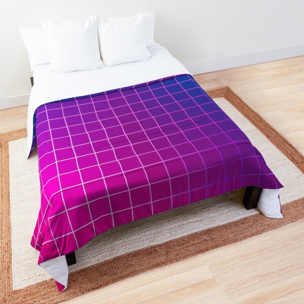 Pink Purple Blue Ombre Squares Comforter