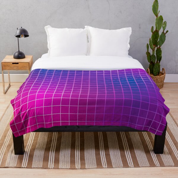 Pink Purple Blue Ombre Squares Throw Blanket