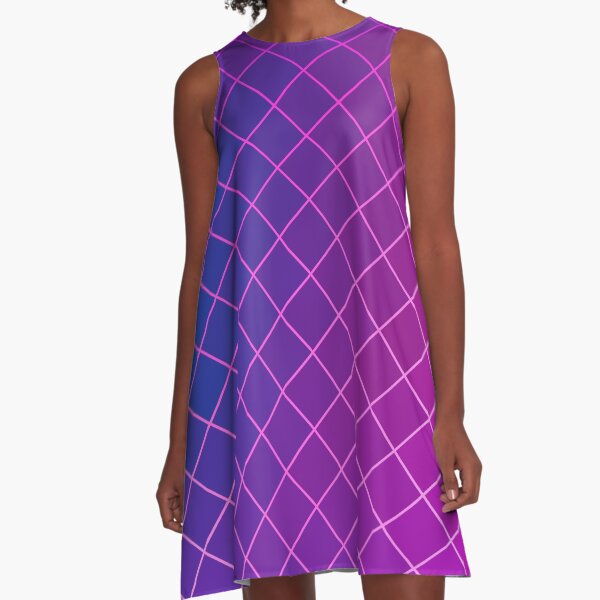 Pink Purple Blue Ombre Squares A-Line Dress