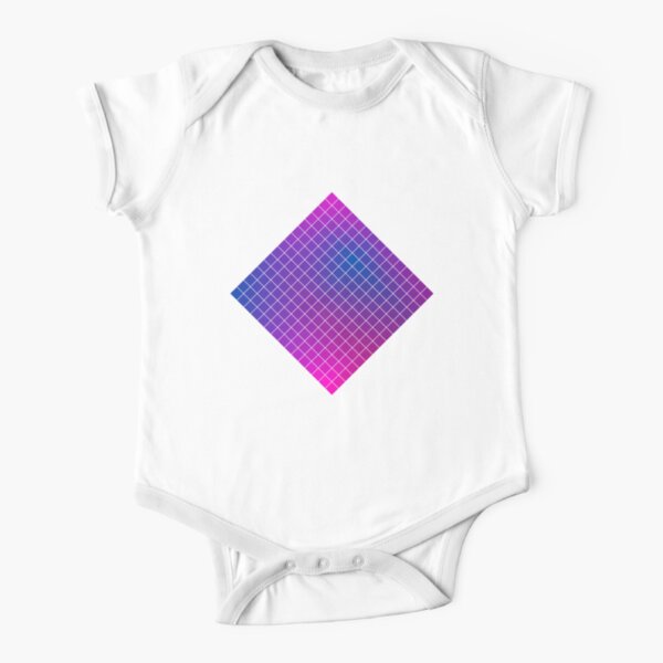 Pink Purple Blue Ombre Squares Short Sleeve Baby One-Piece