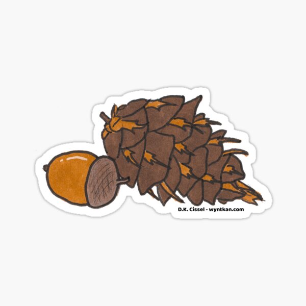 Acorn and Doug Fir Cone Sticker