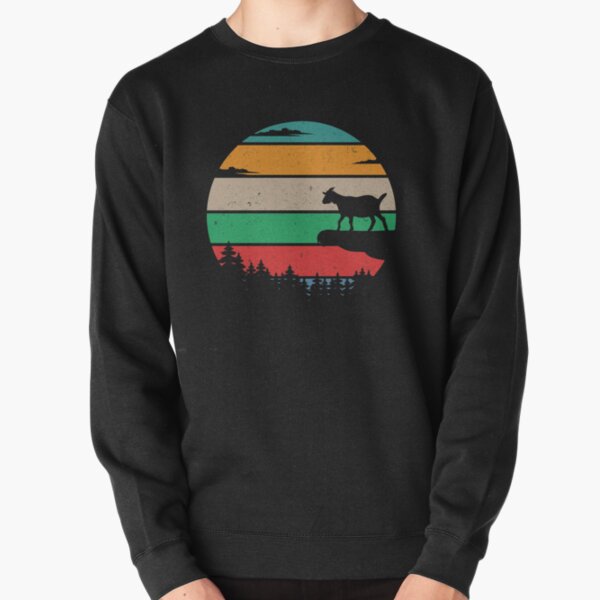 Goat On Cliff Vintage Goat Owner Animal Gift Pullover Sweatshirt