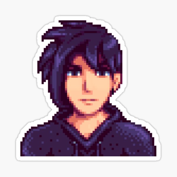 "Transparente Sebastian Kopf Pixel Art Stardew Valley" Sticker von