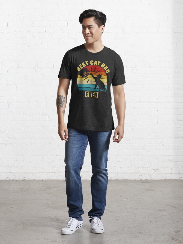 Alternate view of Vintage Best Cat Dad Ever Essential T-Shirt