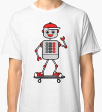 Cartoon Robot Boy on Skateboard Classic T-Shirt